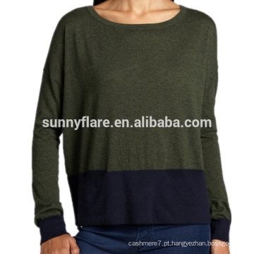 High Quility Color-Block Mulheres suéter de cashmere pullover